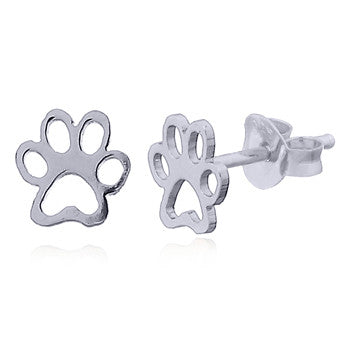 Paw Print Post Earrings in Sterling Silver