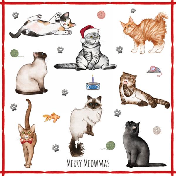 Merry Meowmas Cat Luncheon Napkin