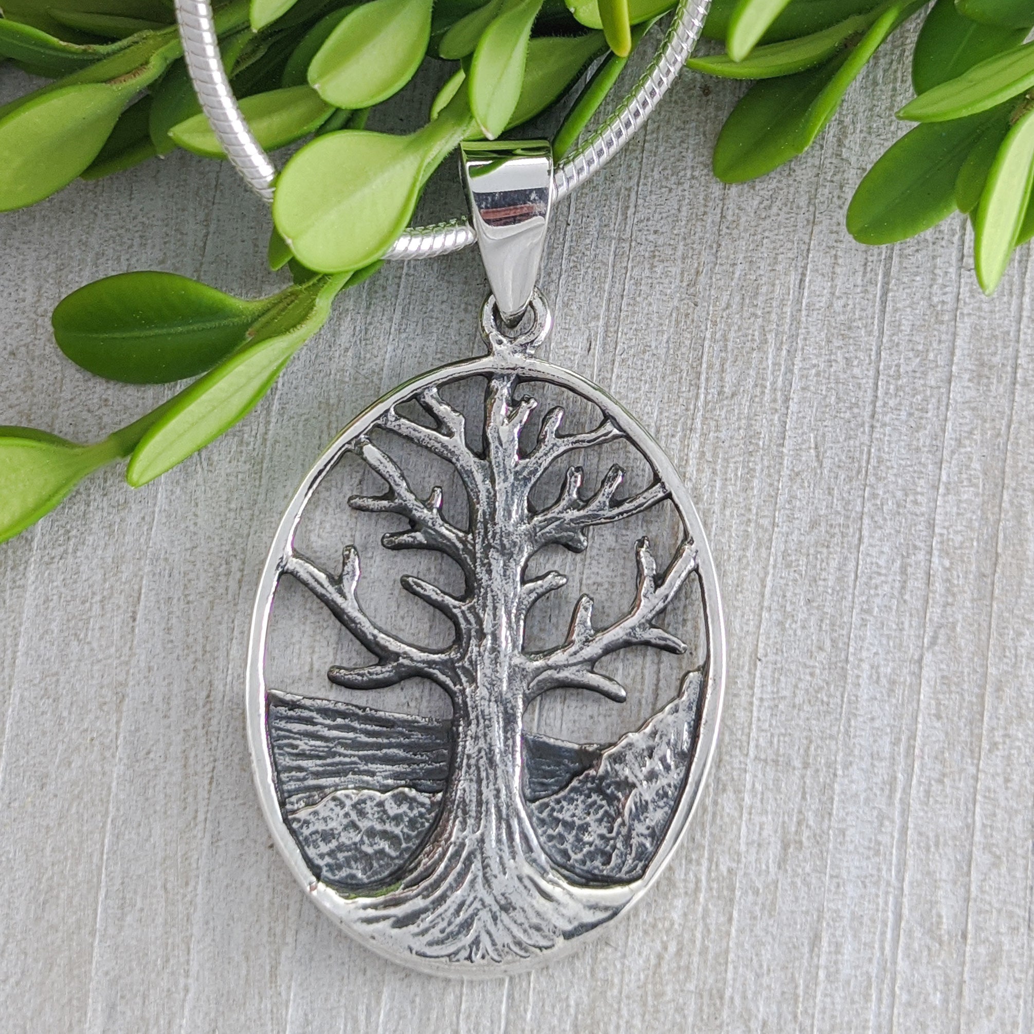 Landscaped Tree of Life Large Pendant-Sterling Silver