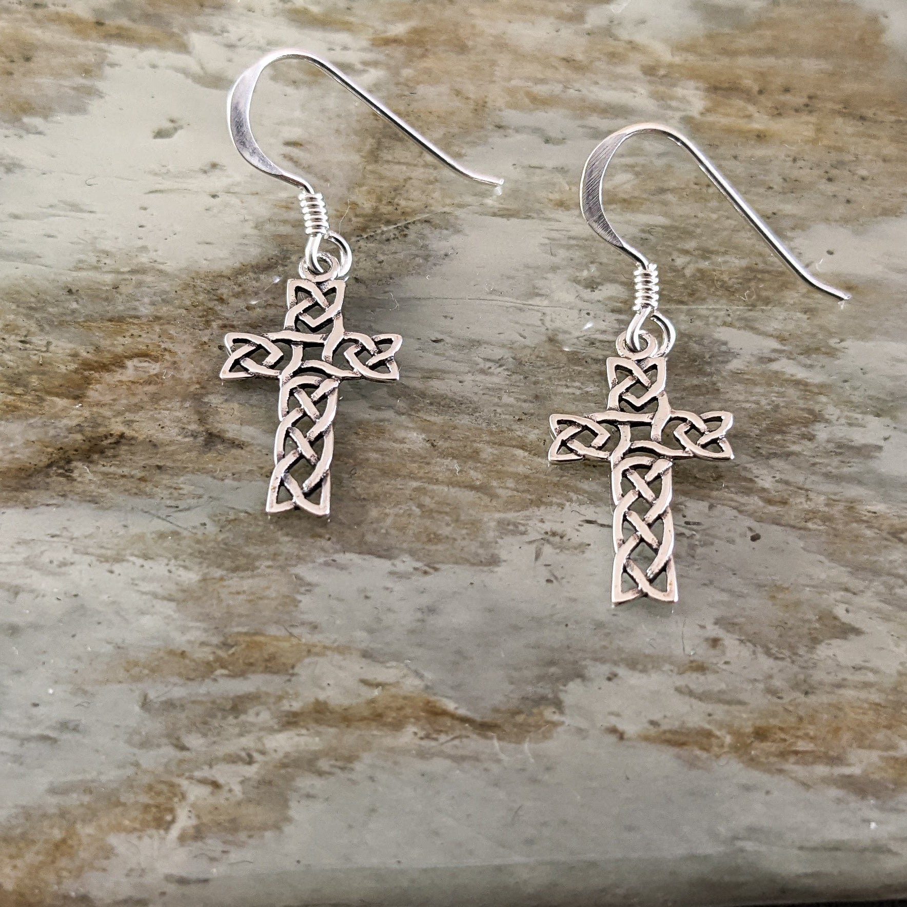 Celtic Cross Earrings in Sterling Silver