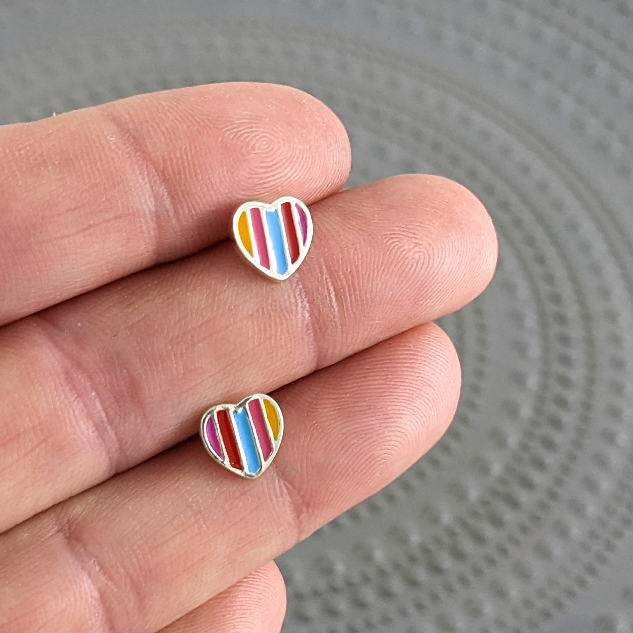 Rainbow Heart Stud Earrings