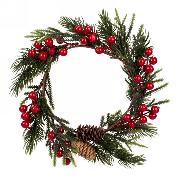 Pine Wreath with Berries and Pinecones