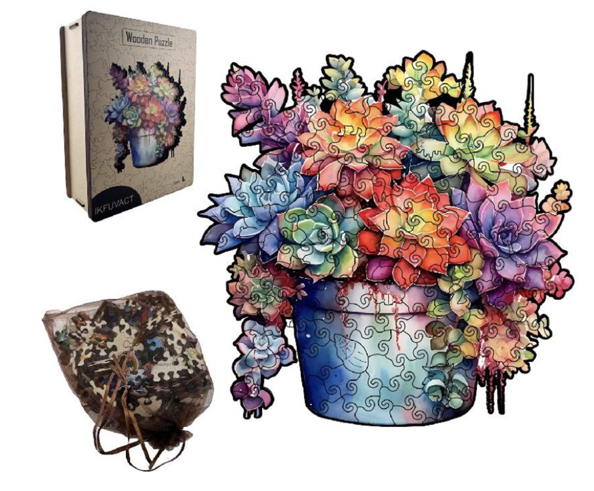 Shaped Wood Puzzle: Flower Pot