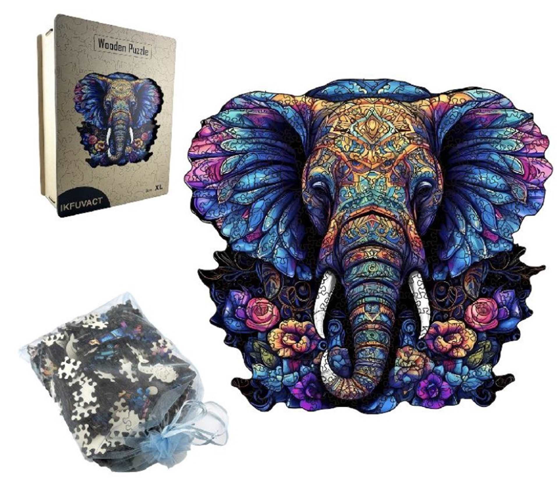 Shaped Wood Puzzle: Elephant