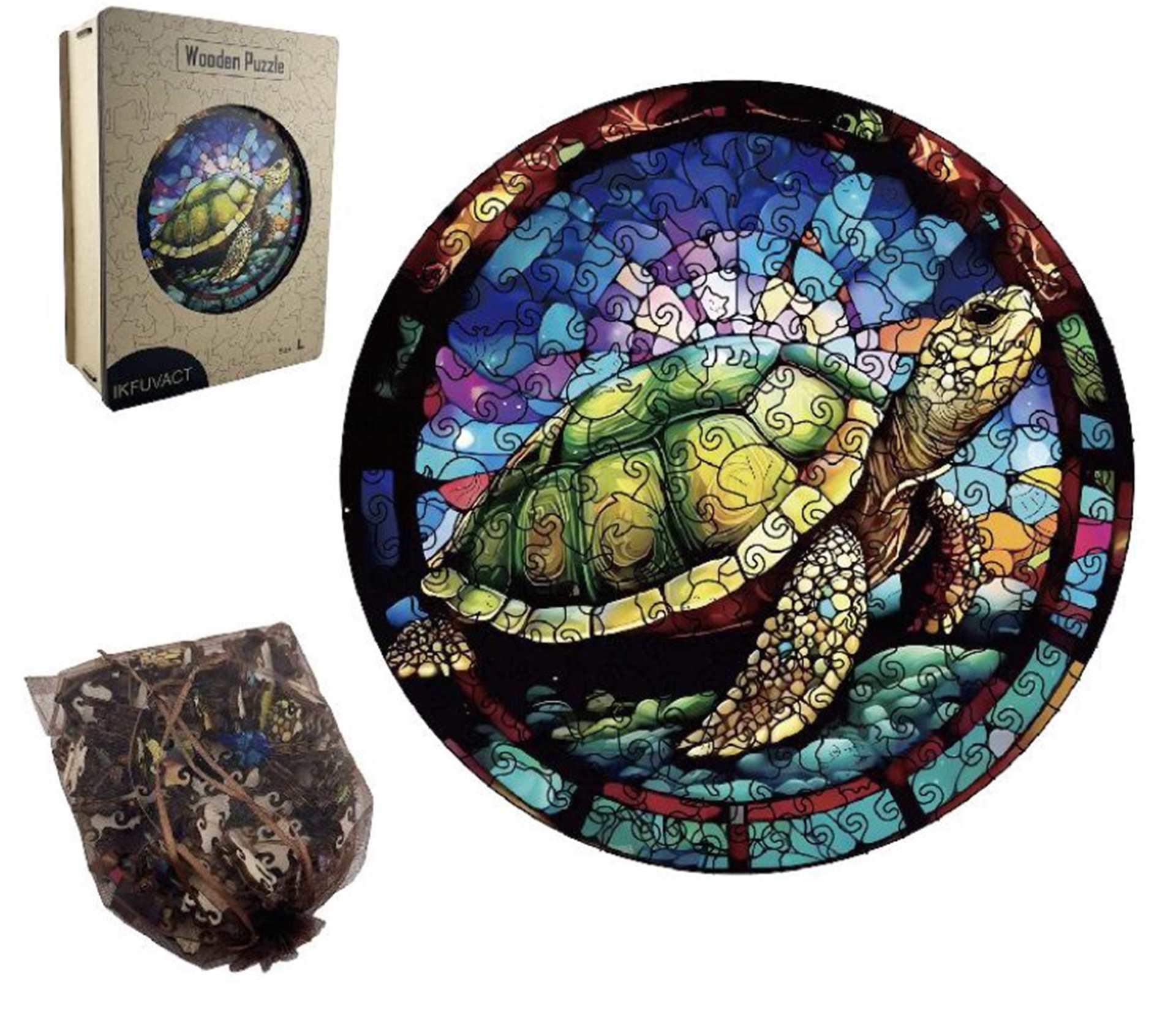 Round Wood Puzzle:Sea Turtle