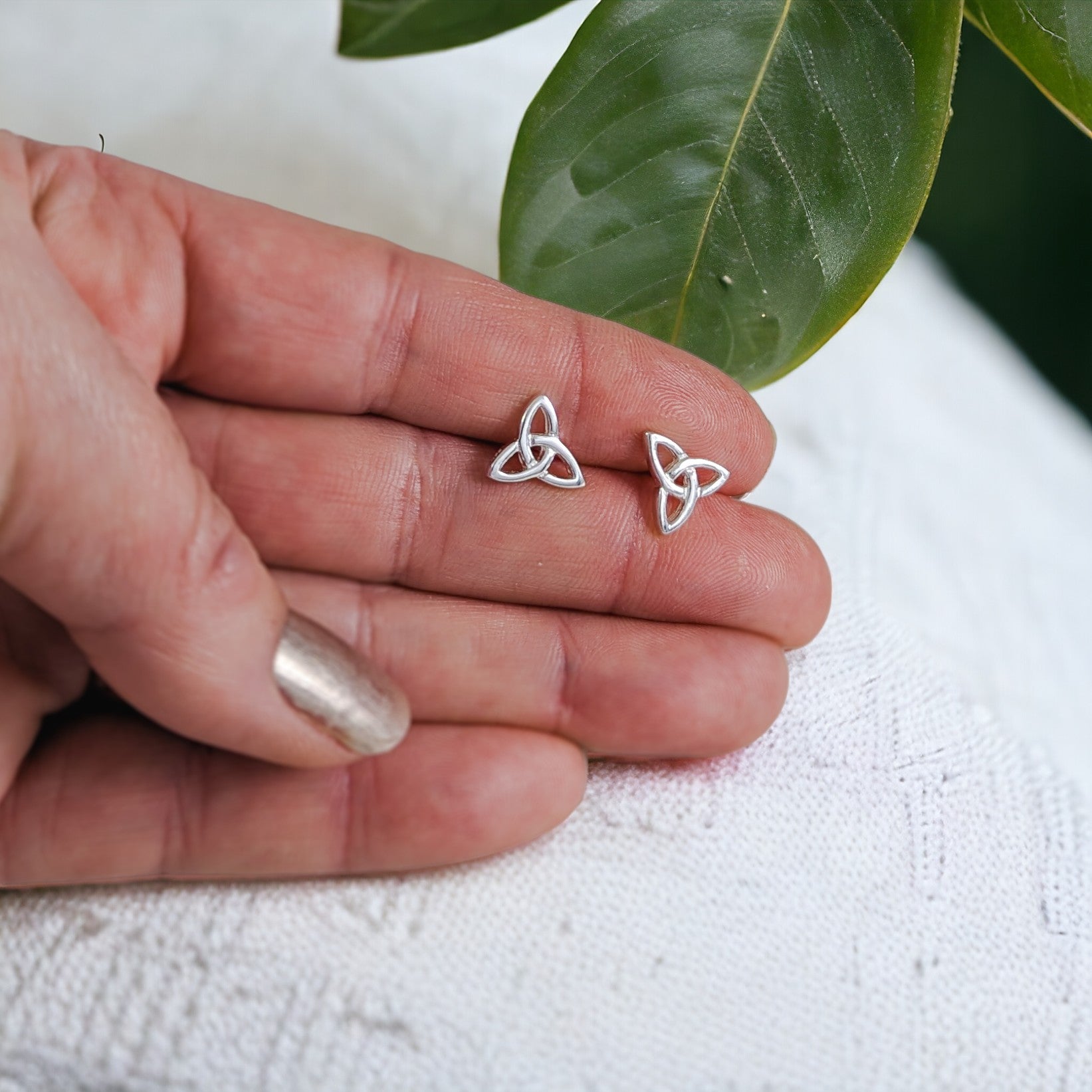 Sterling Silver Trinity Knot Stud Earrings