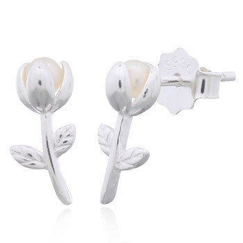 Pretty Little Stem Silver Earrings