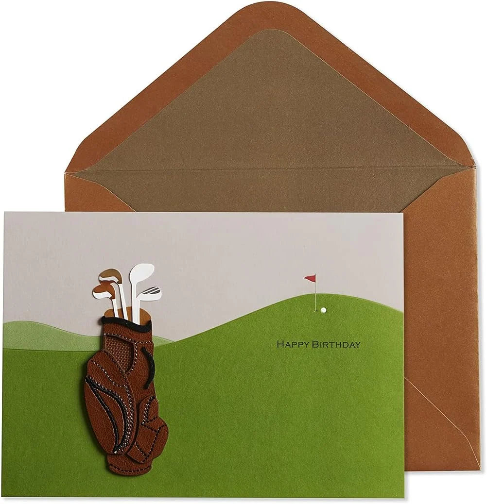 Birthday Card-Golf Bag on Greens
