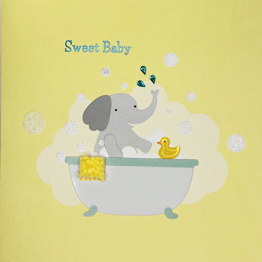 Baby Shower Card-Baby Elephant in Tub