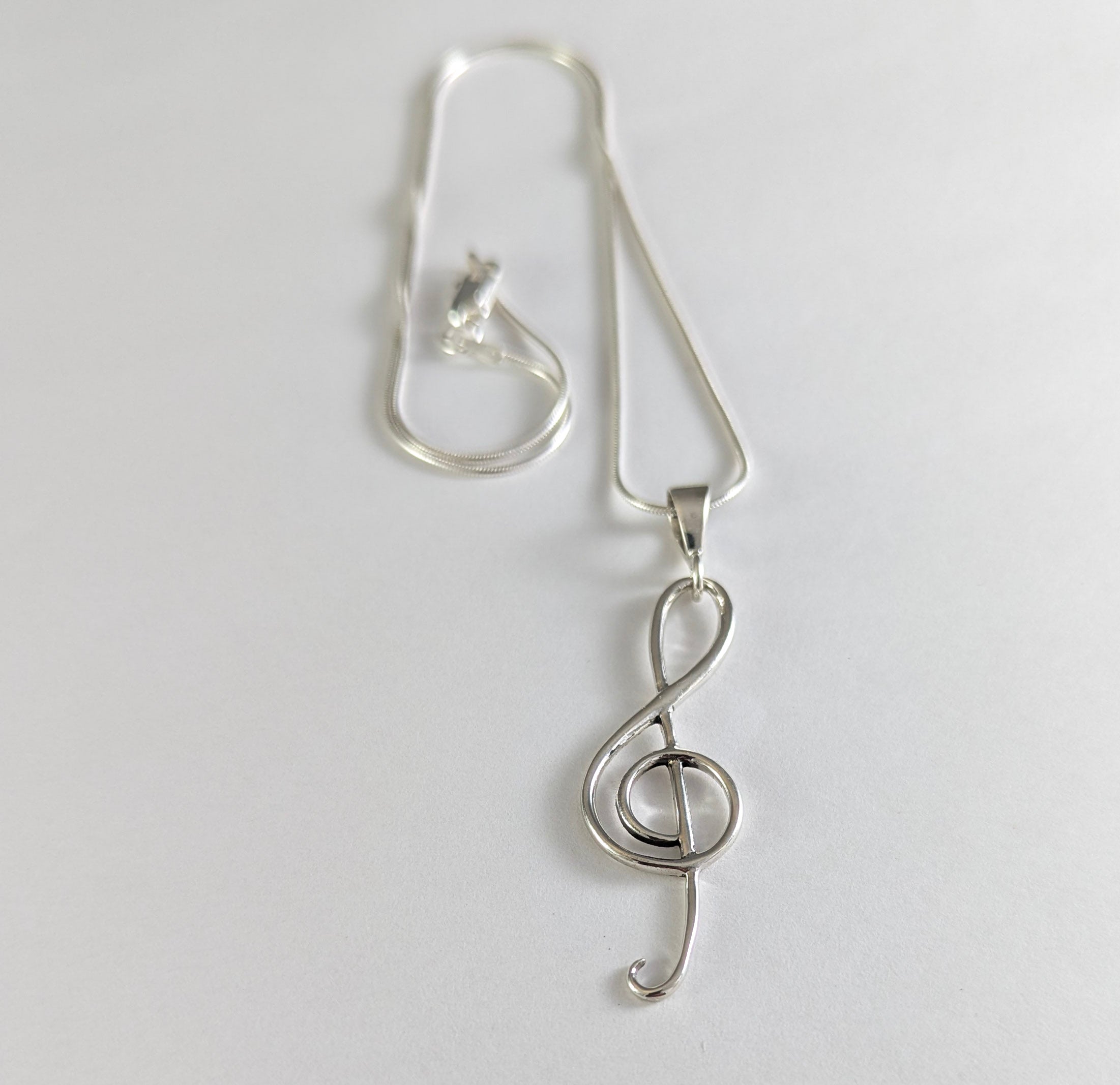 Statement Treble Clef Pendant in Sterling Silver