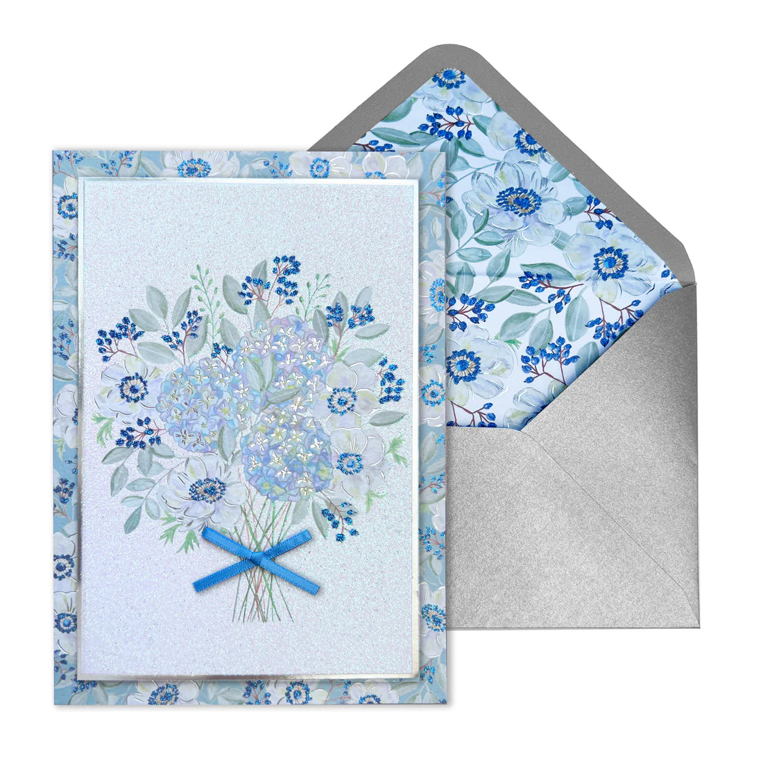 Sympathy Card-Blue Flowers Bouquet