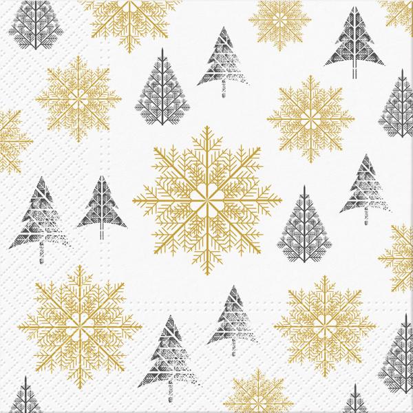 Silver & Gold Trees Luncheon Napkin