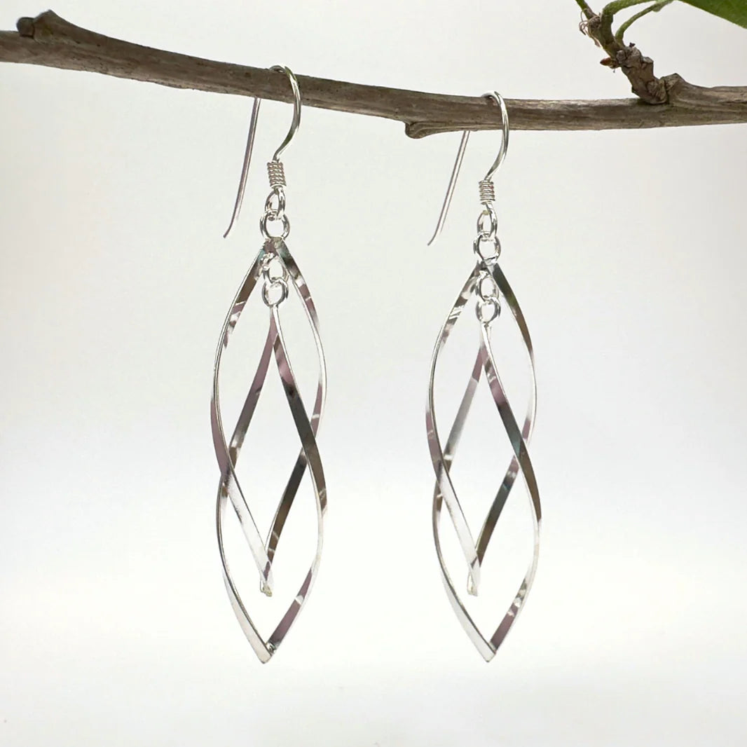 Double Twirl Dangle Earring in Sterling Silver