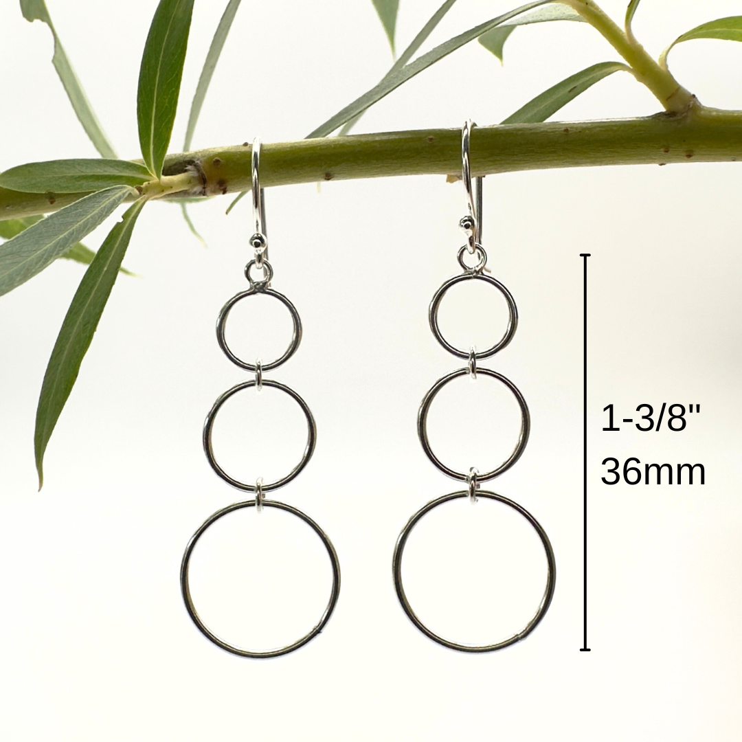 Sterling Silver Drop Circles Earrings