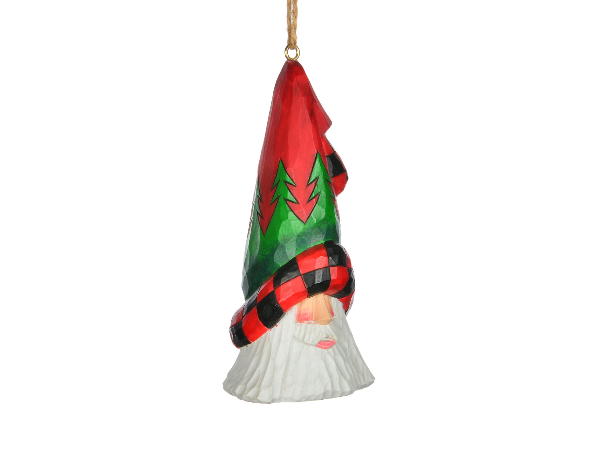 Tree Trimmed Tall Santa Hat Ornament: Cottage Carvings