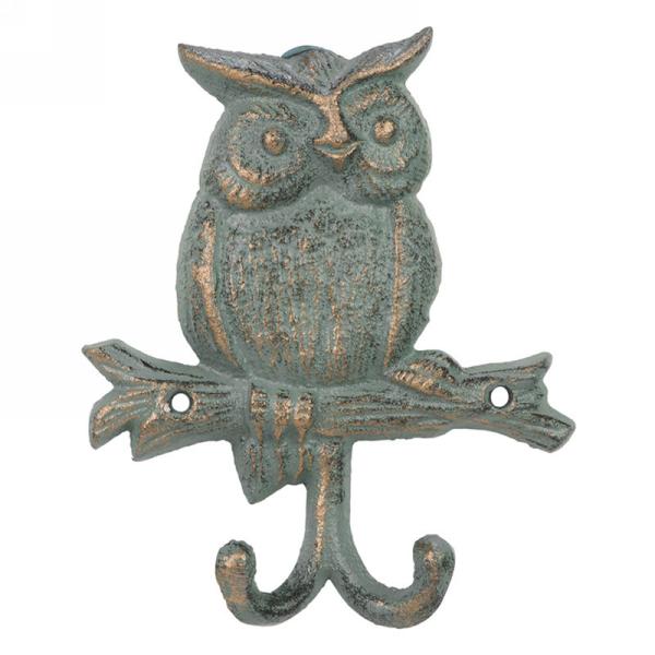 Verdigris Owl Metal Wall Hook