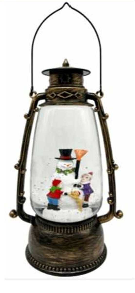 Snow Globe Lantern with Snowman & Kids