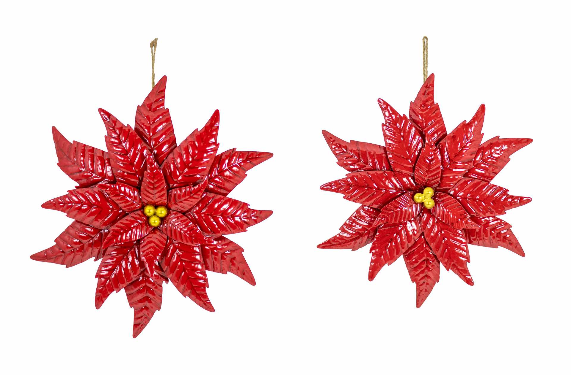 Metal Poinsettia-2 Piece Set