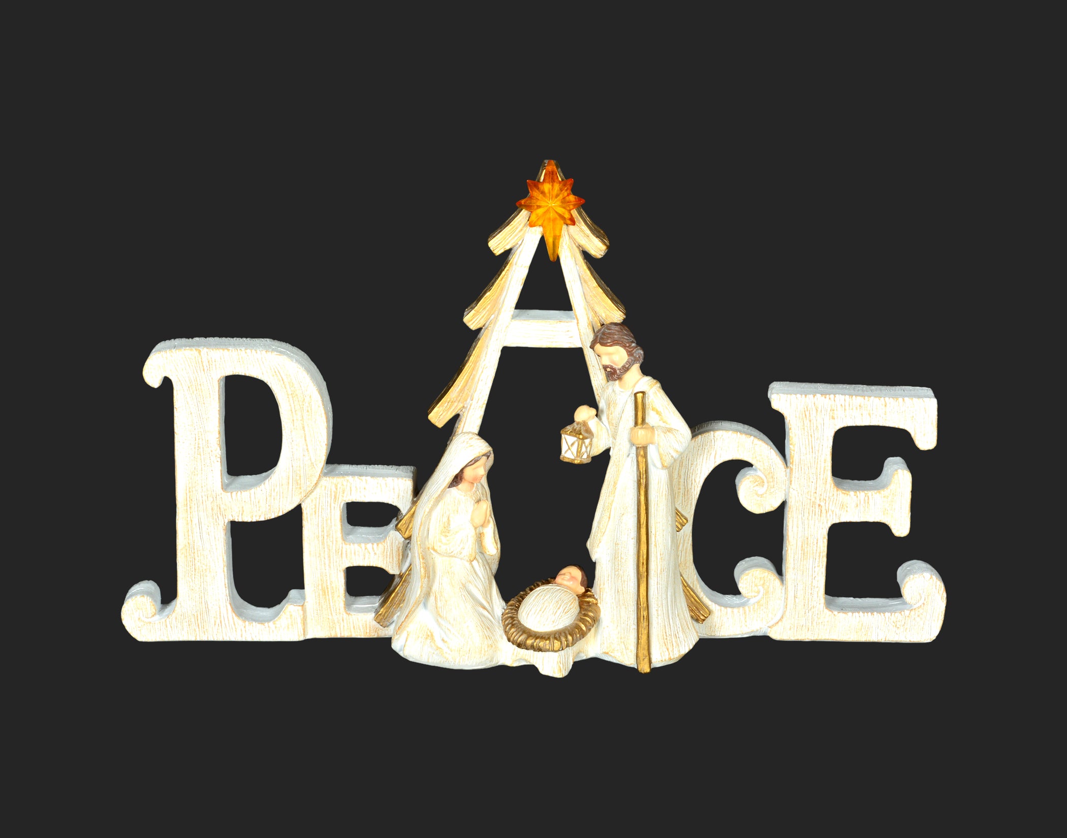 White Peace Nativity Sign