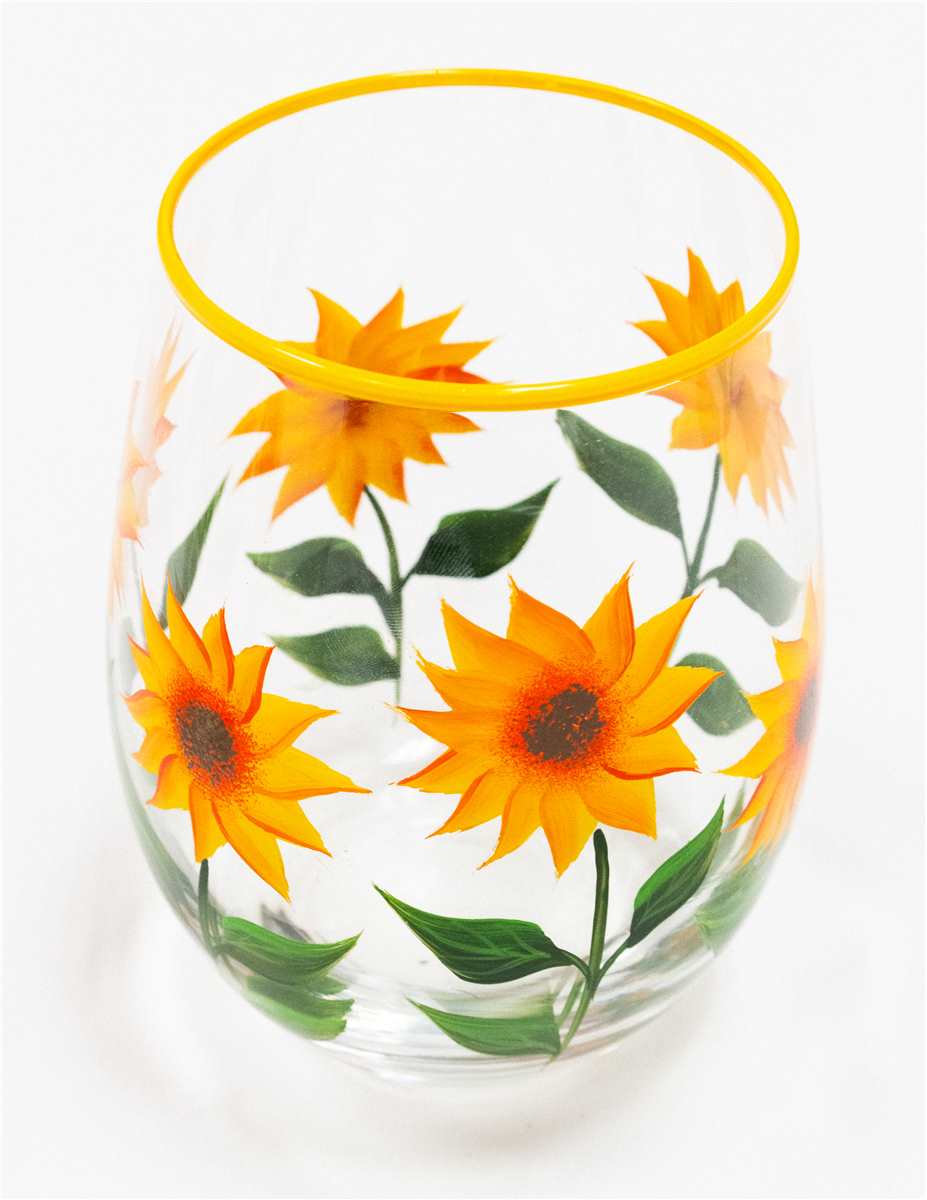 Sunflower Wine Glass