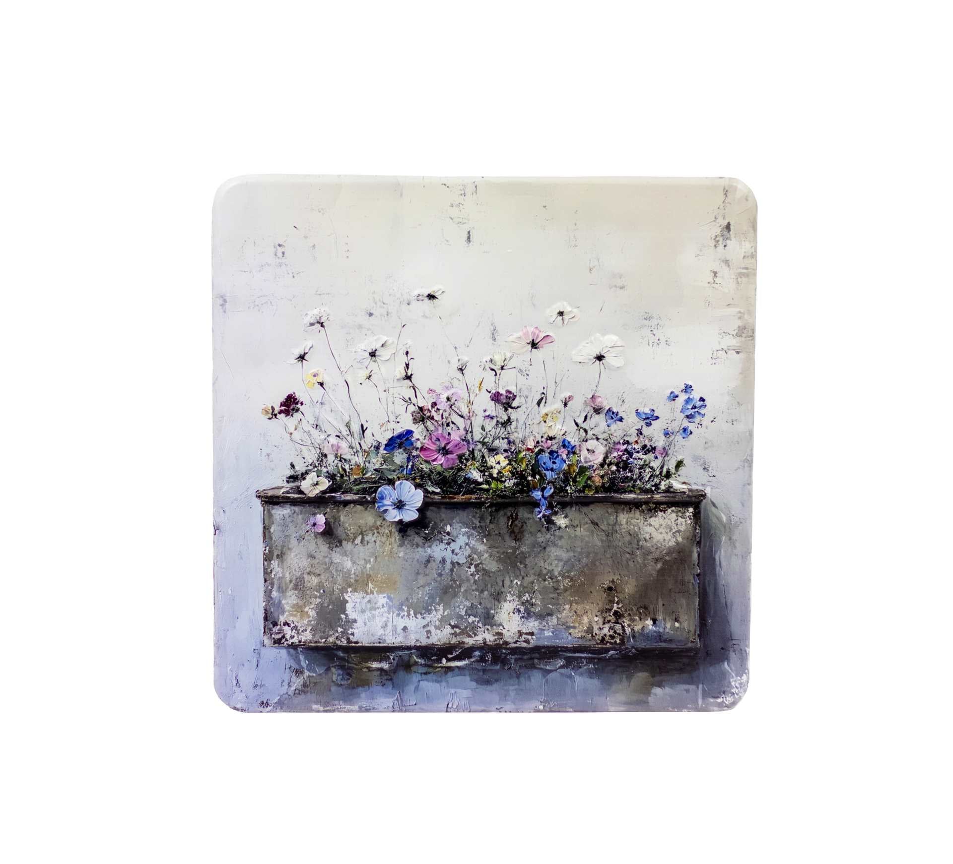 Water Colour Flowers on Metal
