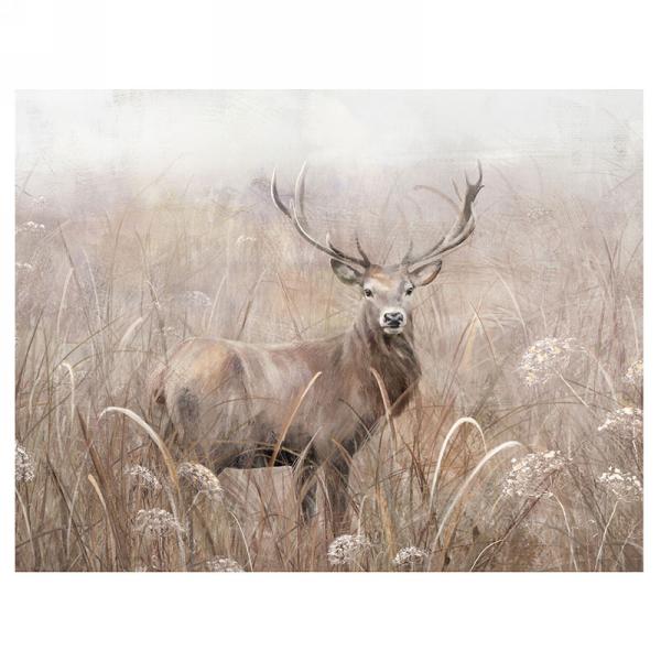 Canvas Art: Deer in Autumn Meadow