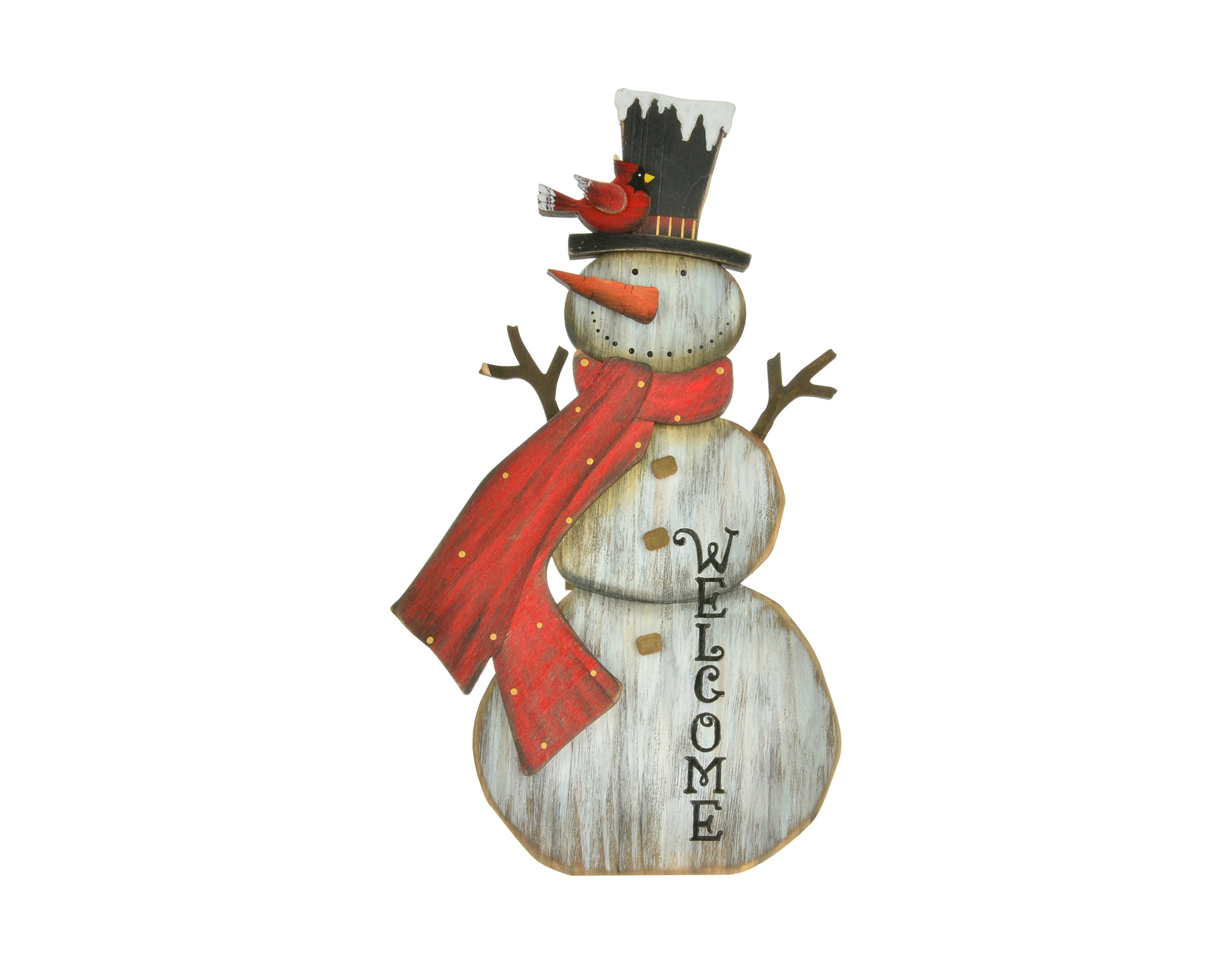 Snowman With Cardinal Easel Back Figurine