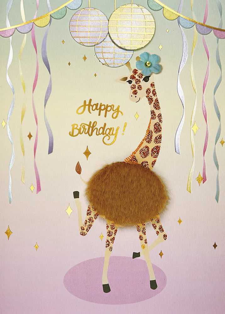 Birthday Card-Dancing Giraffe