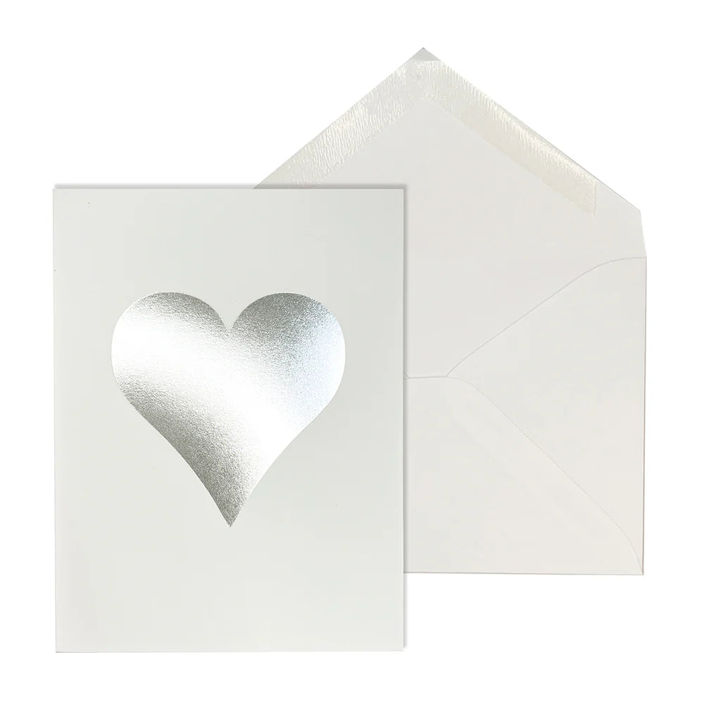 Blank Card-Silver Heart