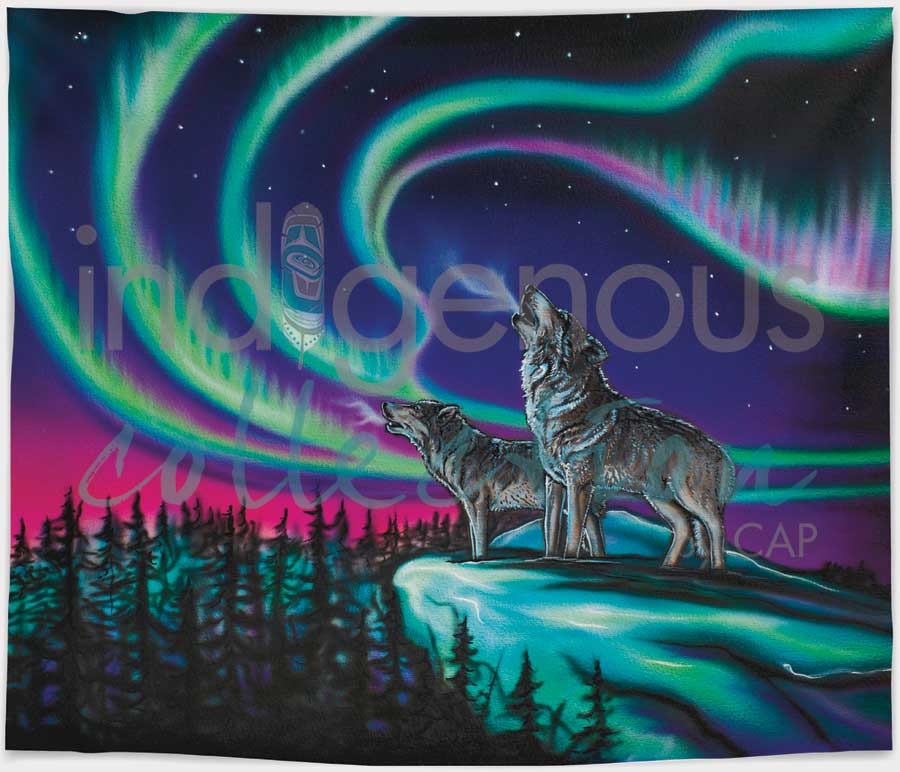 Indigenous Collection Fleece Blanket: Sky Dance Wolf Song