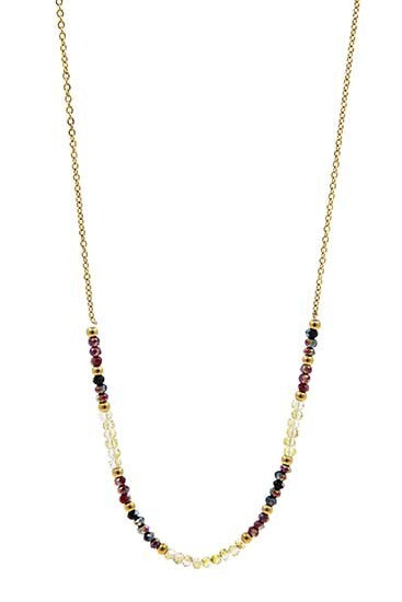 Long Gold Necklace With Hanging Stone.