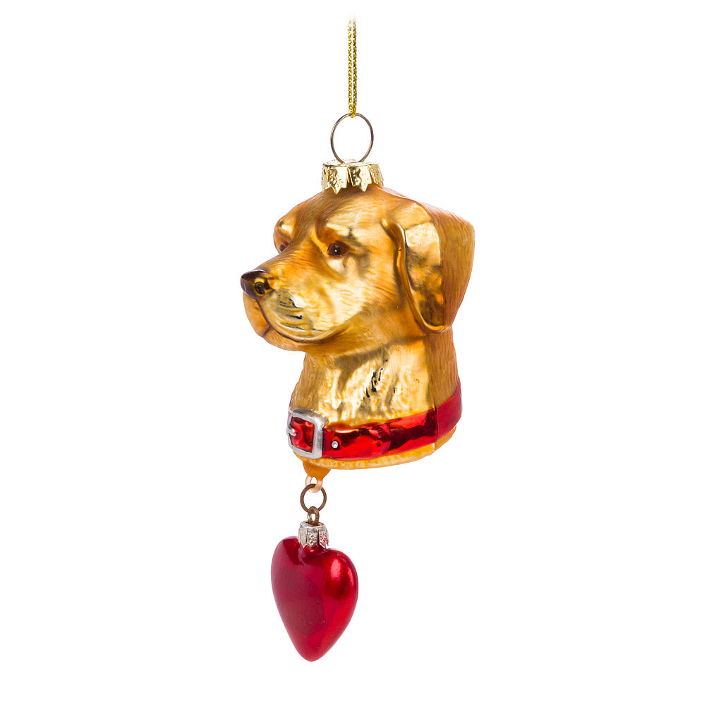Dog with Heart Ornament