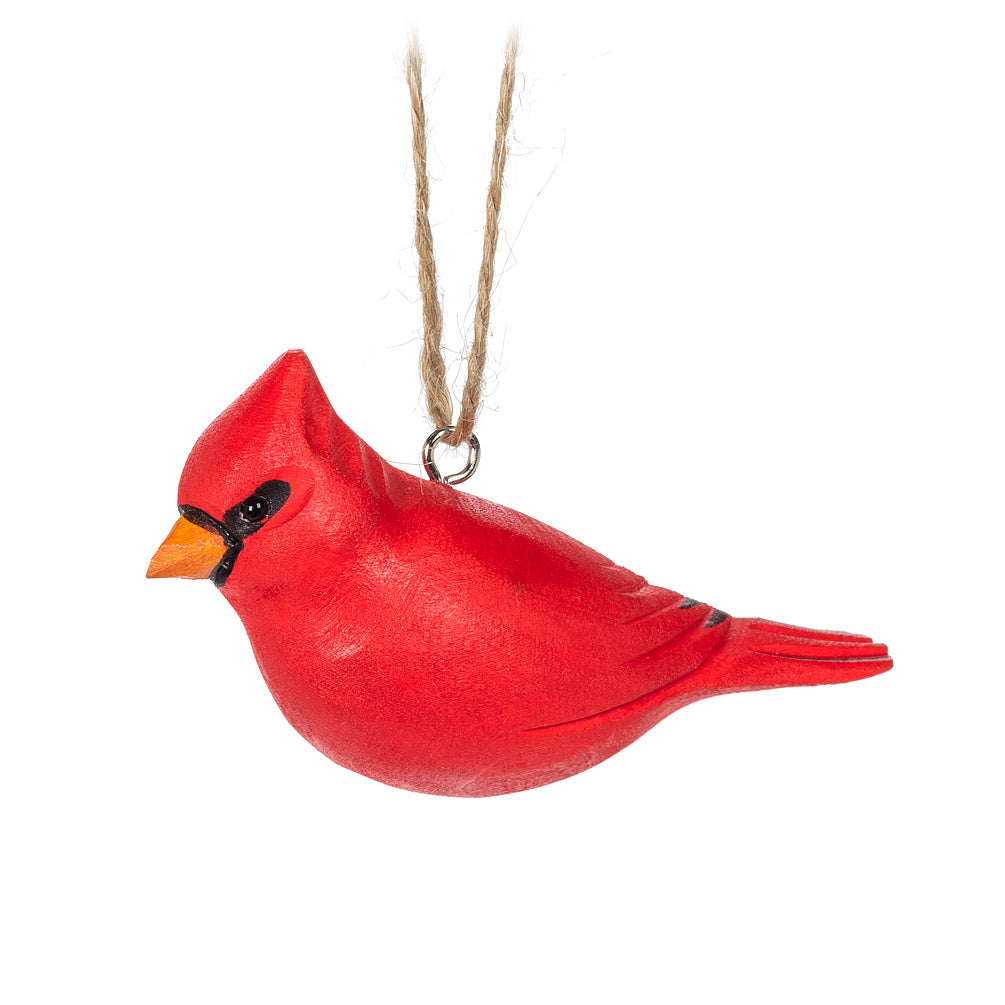 Cardinal Carved Ornament