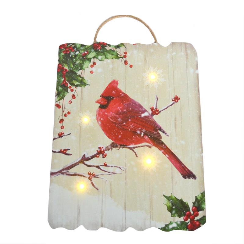 Single Cardinal Wall Art with LED Lights