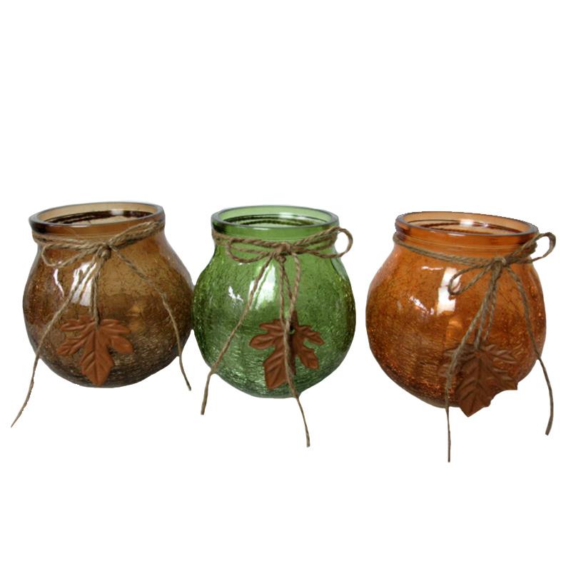 Fall Jars with Metal Leaf Adornment
