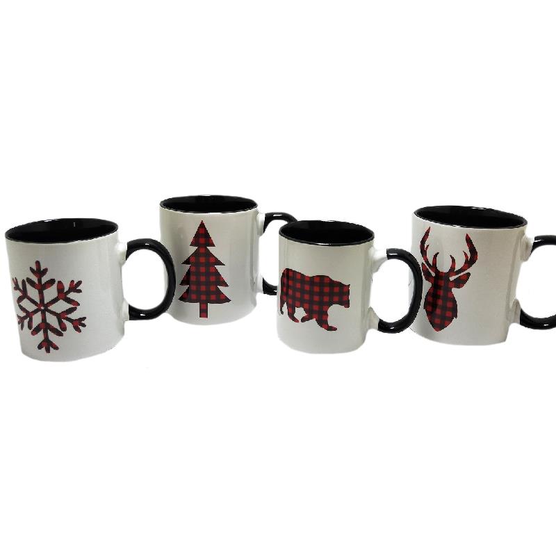 Plaid Design Holiday Mugs-Final Sale