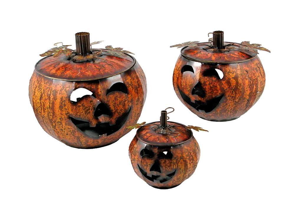 Metal Pumpkin Halloween Garden Stake, Jack-o-Lantern