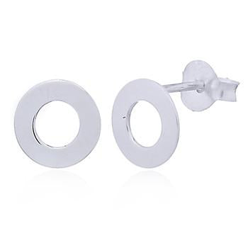 Flat Disc Sterling Silver Stud Earrings