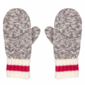 Grey Mittens with Red Band