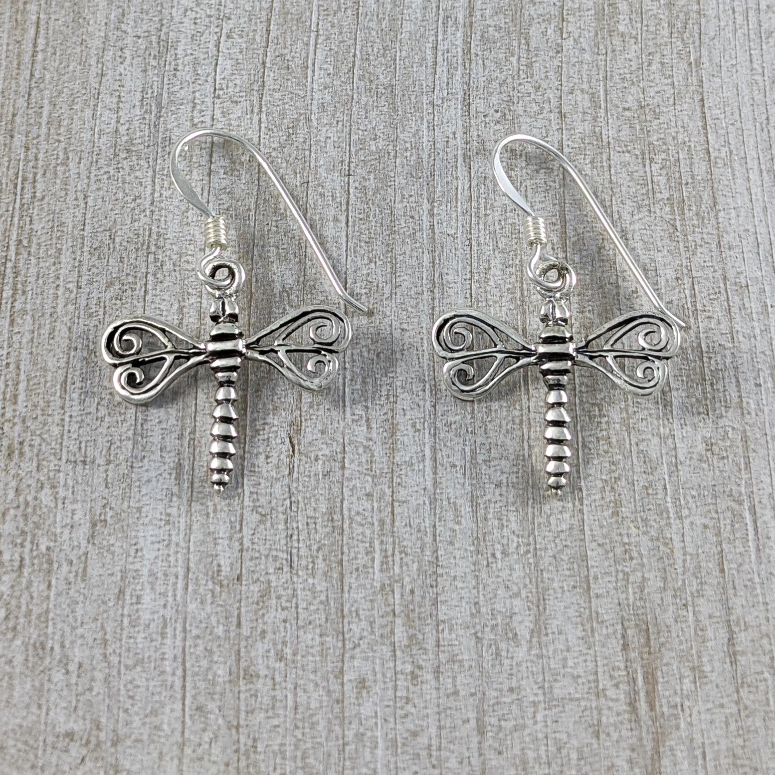 Dragonfly Earrings with Swirl Wings