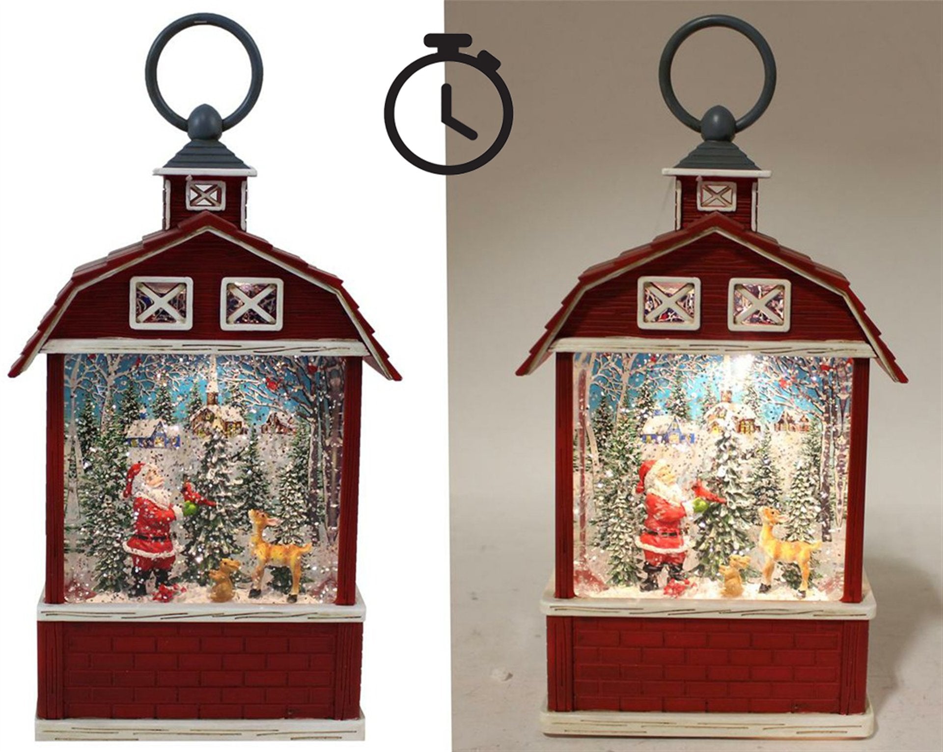 Santa in a Barn Lantern