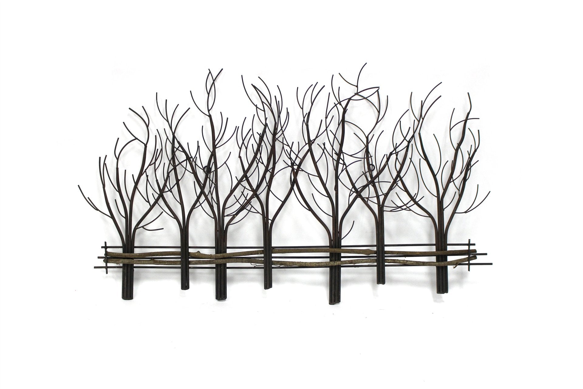 Metal Tree with Wooden Fence Wall Art