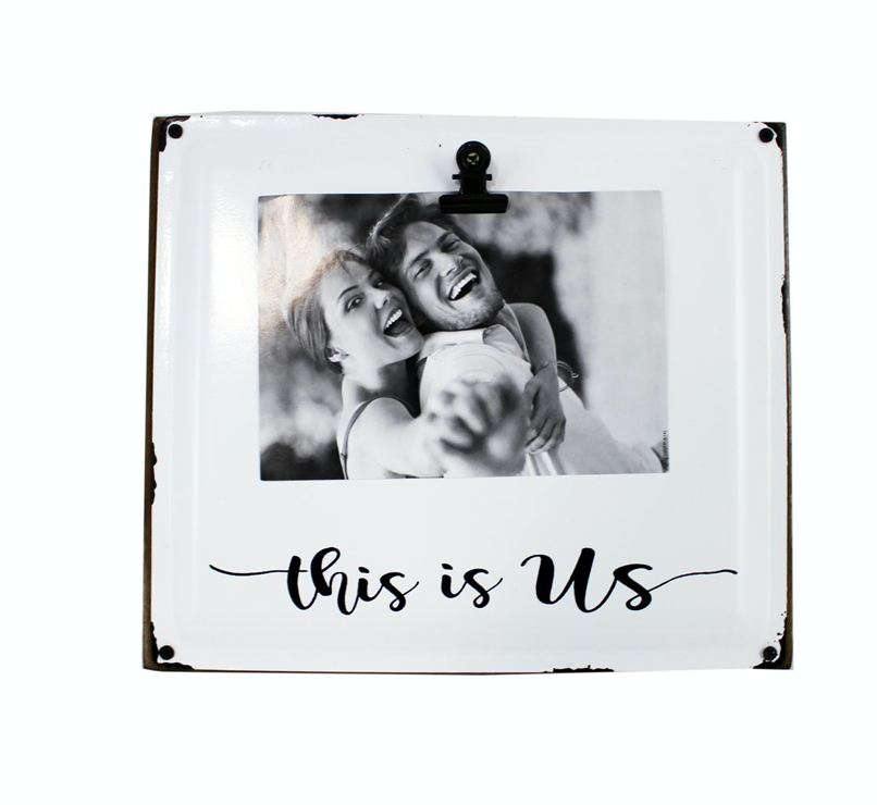 Enamel Look Wood Block Photo Frame with Clip