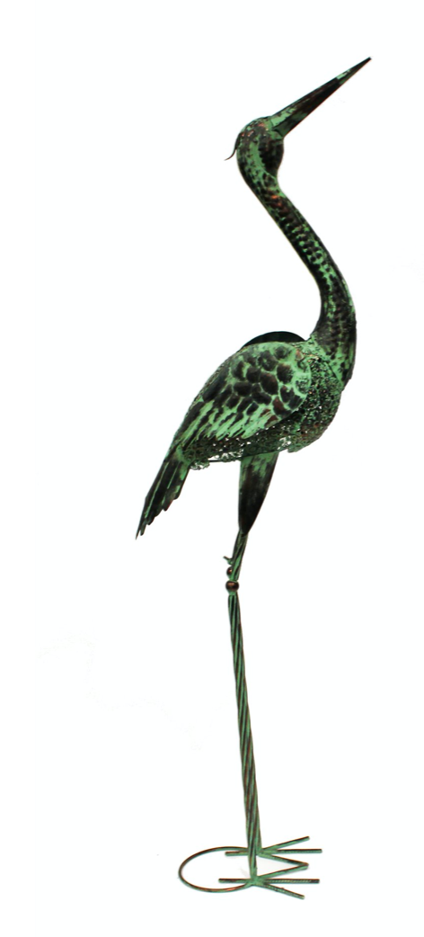 Vintage Green Egret Lawn Decor