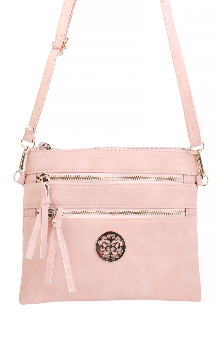 Front Zip Cross-Body Multi Pocket Purse