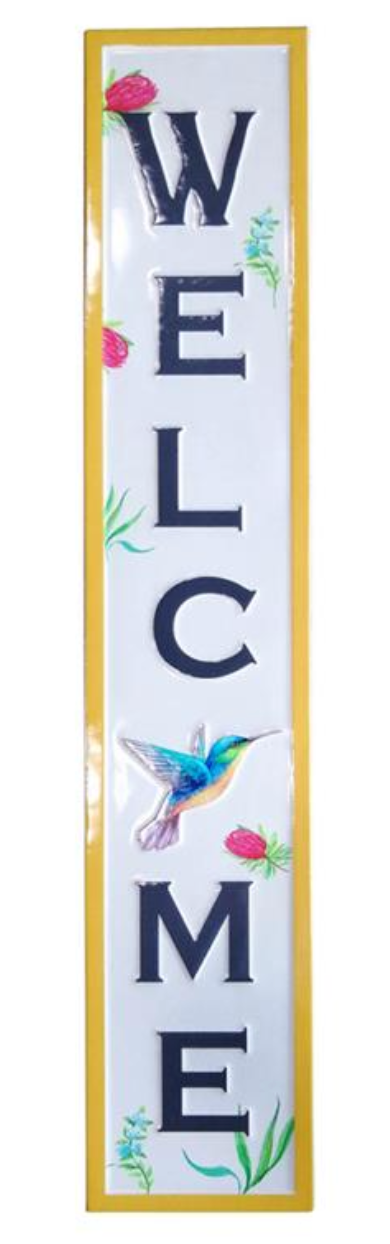 Hummingbird Welcome Enamel Look Sign