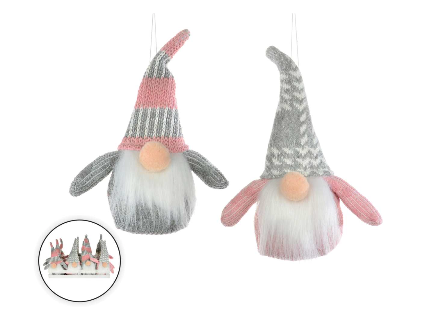 Rose and Grey Gnome Plush Ornament