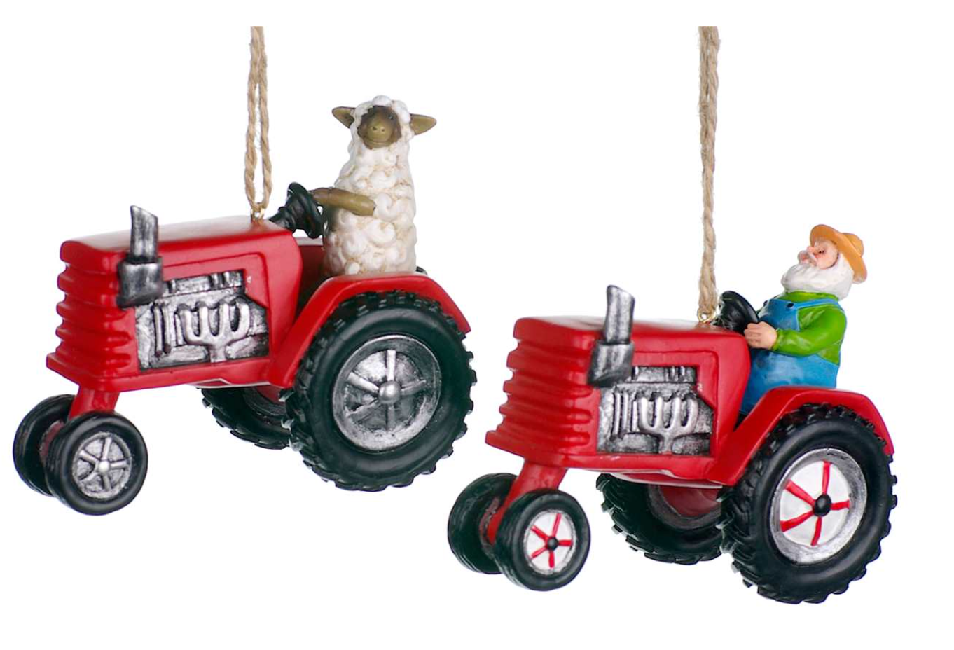Santa and Sheep Tractor Ornament