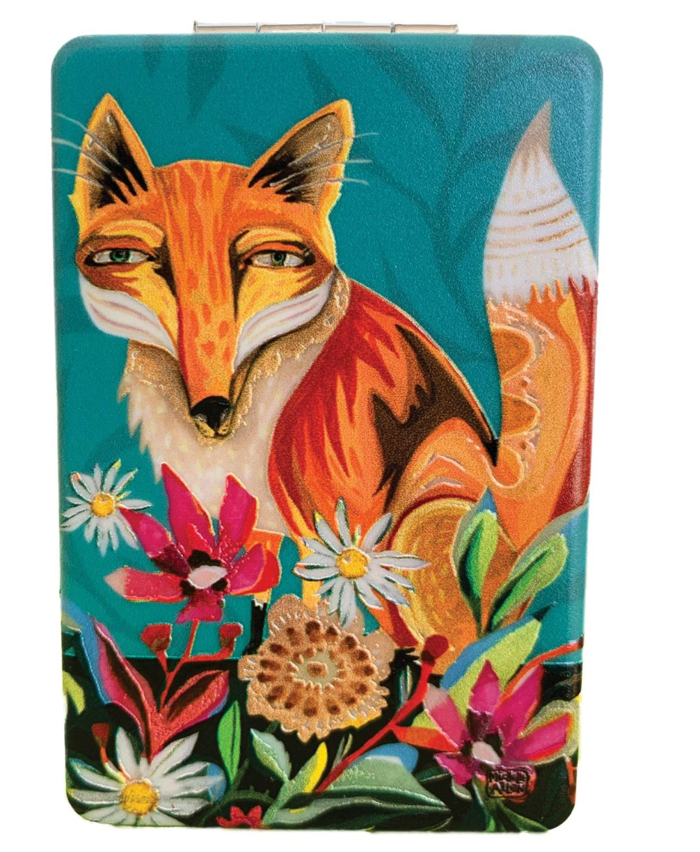 Fox and Flowers Compact Mirror