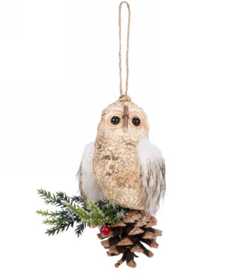 Owl on a Pinecone Ornament-FINAL CLEARANCE